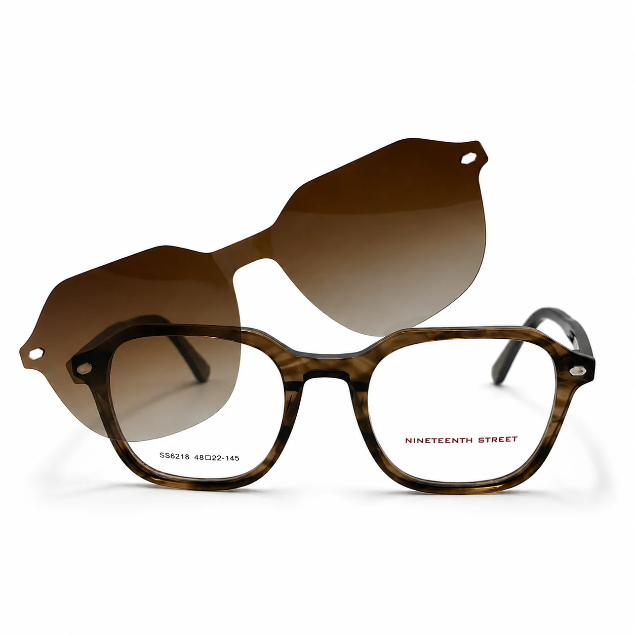 lunettes de vue marron avec clip solaire