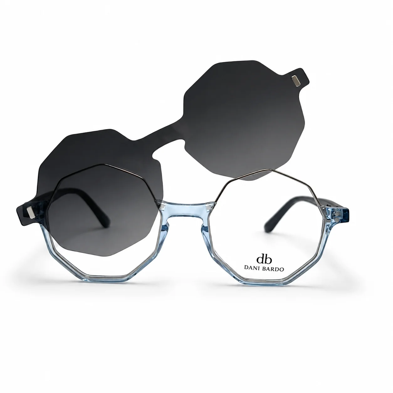 lunettes de vue octogonales avec clip solaire