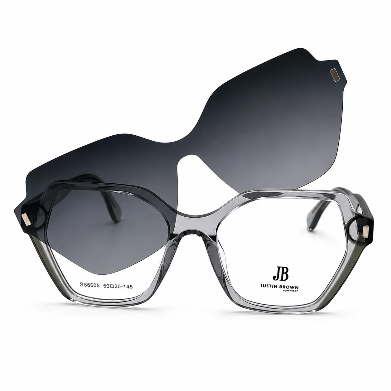 lunettes de vue grises avec clip solaire