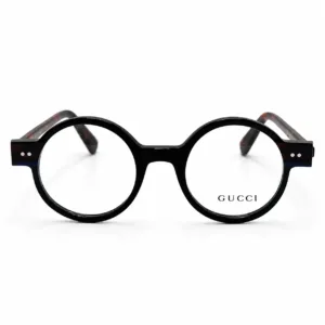 Lunettes de vue Gucci rondes noires avec branches écaille