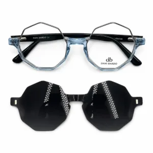 lunettes de vue octogonales avec clip solaire
