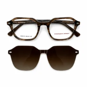 lunettes de vue marron avec clip solaire
