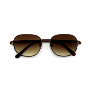 Lunettes de soleil de luxe de forme ronde Louis Vuitton pour femme avec verres dégradés marron, branches à motif écaille de tortue et charnières dorées ornées du logo LV, posées à côté de leur boîte de présentation orange.